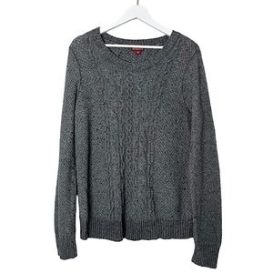 Merona‎ Wool Rabbit Hair Cable Knit Scoop Neck Sweater Grey Women’s XL